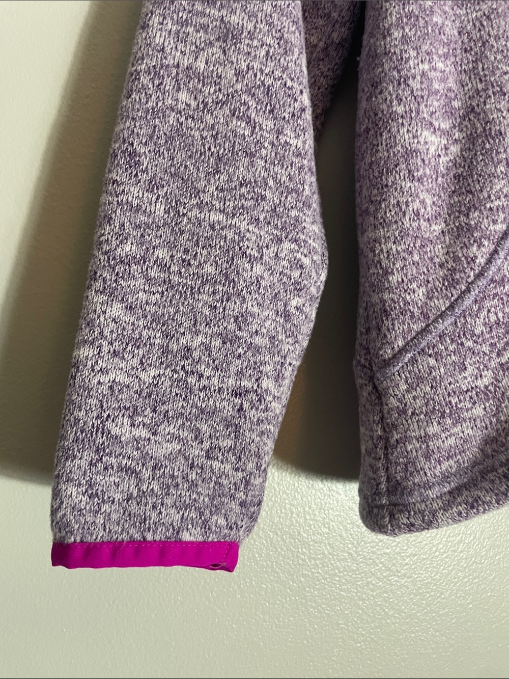 Lands' End Women's Lavender Heather Quarter-Zip Fleece with Pink Trim - Picture 3 of 10